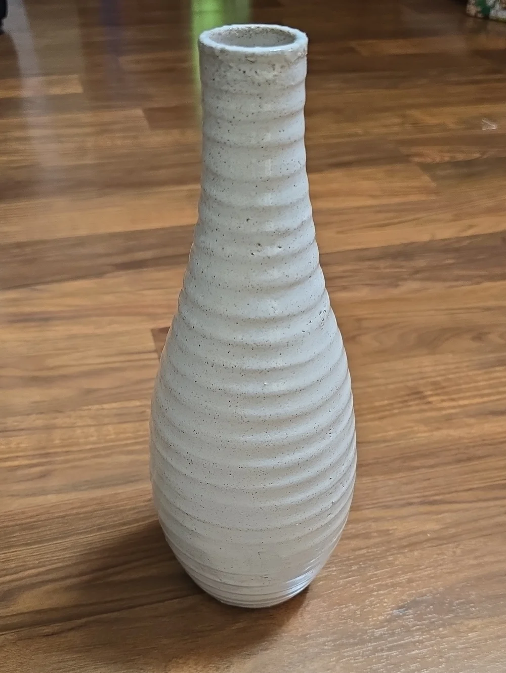 West Elm Minimalist Cream Ceramic Ribbed Vase